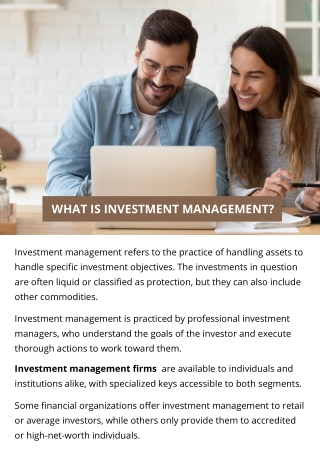 WHAT IS INVESTMENT MANAGEMENT?