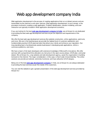 Web app development company India