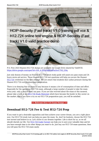 HCIP-Security (Fast track) V1.0 training pdf vce & H12-724 online test engine & HCIP-Security (Fast track) V1.0 valid pr