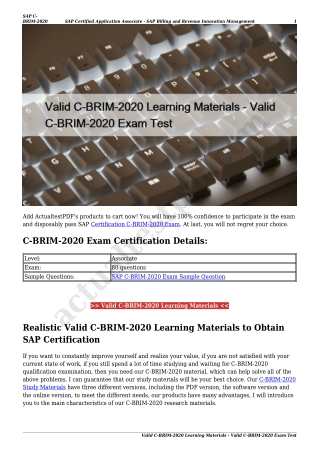 Valid C-BRIM-2020 Learning Materials - Valid C-BRIM-2020 Exam Test