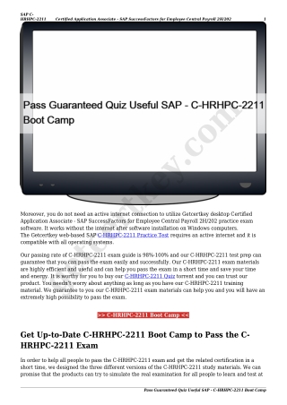 Pass Guaranteed Quiz Useful SAP - C-HRHPC-2211 Boot Camp