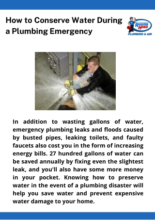 How to Conserve Water During a Plumbing Emergency