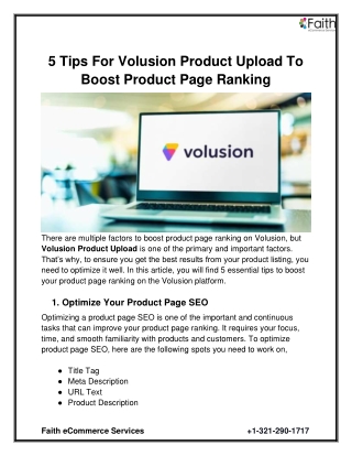 5 Tips For Volusion Product Upload To Boost Product Page Ranking