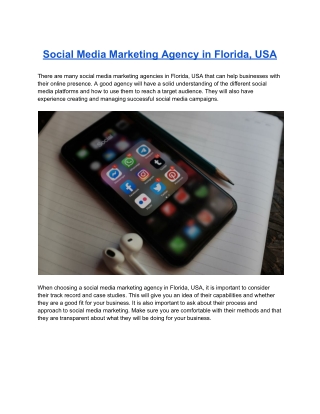 Social Media Marketing Agency in Florida, USA