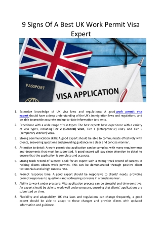 9 Signs Of A Best UK Work Permit Visa Expert