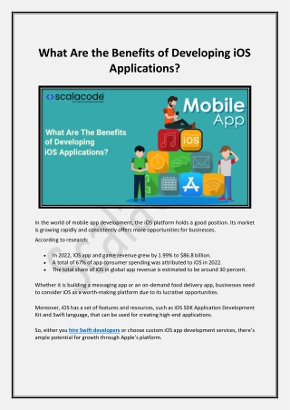 What Are the Benefits of Developing iOS Applications?