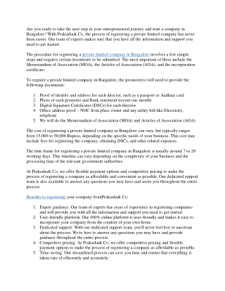 Company Secretary Bangalore