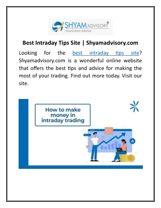 Best Intraday Tips Site | Shyamadvisory.com