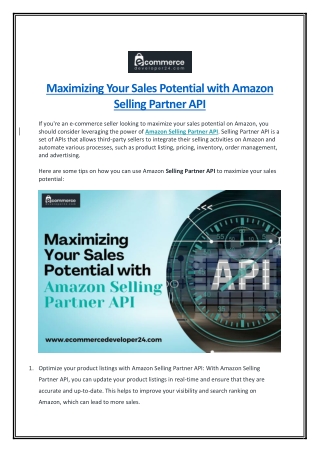 Maximizing Your Sales Potential with Amazon Selling Partner API