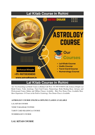 Lal Kitab Course in Rohini  91-9873530830