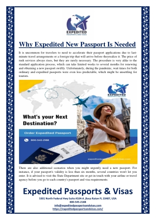 Why Expedited New Passport Is Needed