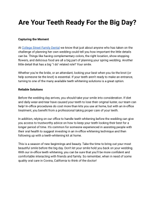 Are Your Teeth Ready For the Big Day