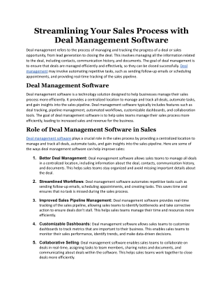 Streamlining Your Sales Process with Deal Management Software.