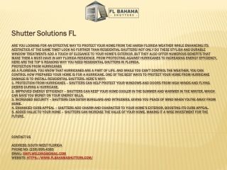 Shutter Solutions FL