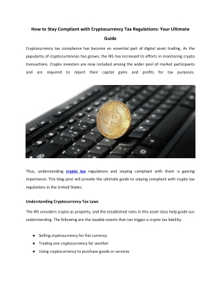 How to Stay Compliant with Cryptocurrency Tax Regulations_ Your Ultimate Guide