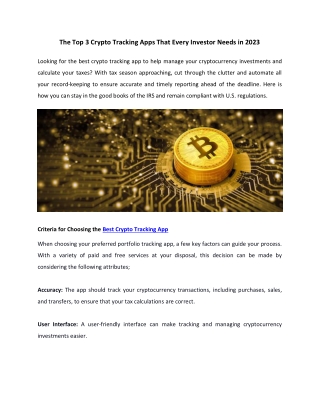 The Top 3 Crypto Tracking Apps That Every Investor Needs in 2023
