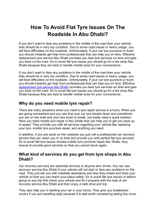 How To Avoid Flat Tyre Issues On The Roadside In Abu Dhabi_