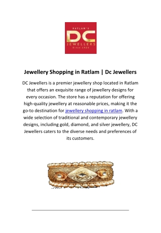 Jewellery Shopping in Ratlam | Dc Jewellers