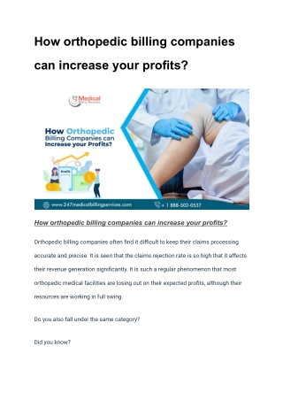 How orthopedic billing companies can increase your profits_