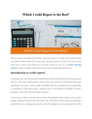 Which Credit Report is the Best