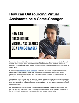 How Outsourcing Virtual Assistants Can Be a Game-Changer