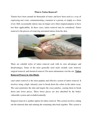 What is Tattoo Removal