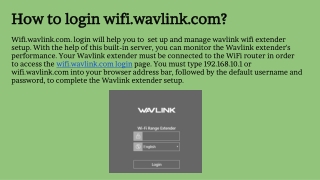 How to login wifi.wavlink.com_
