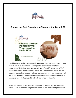Choose the Best Panchkarma Treatment in Delhi NCR