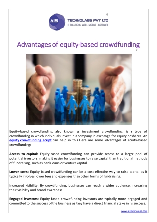 Advantages of equity-based crowdfunding