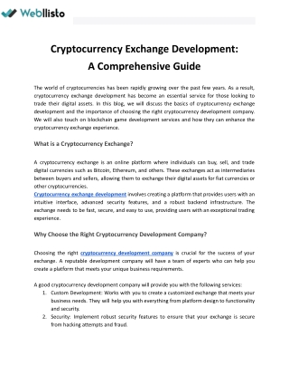 Cryptocurrency Exchange Development - A Comprehensive Guide