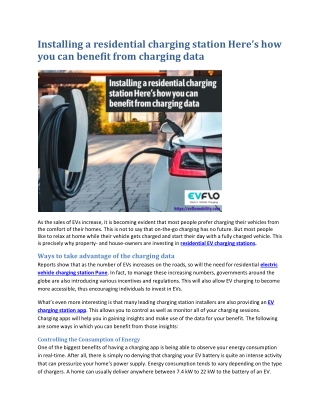 Installing a residential charging station Here’s how you can benefit from charging data