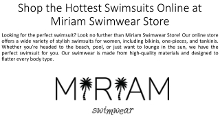 Shop the Hottest Swimsuits Online at Miriam Swimwear