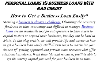 personal loans vs business loans