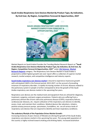 Saudi Arabia Respiratory Care Devices Market pdf file