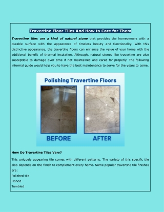 Travertine Floor Tiles And How to Care for Them