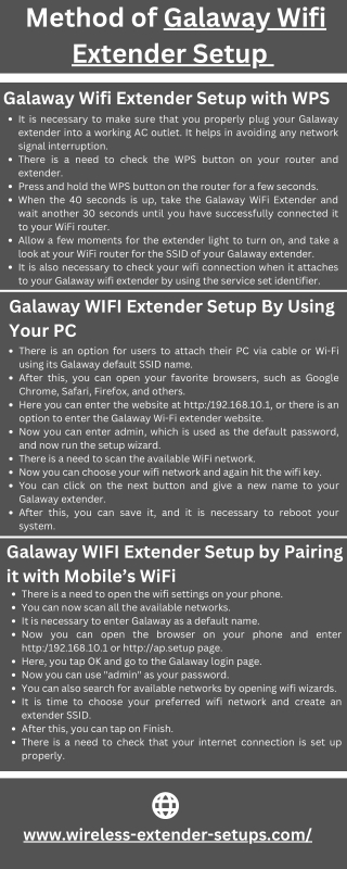 Method of Galaway Wifi Extender Setup