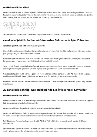 Unutun Çanakkale şehitlikleri: Artık İhtiyacınız Olmaması İçin 10 Neden
