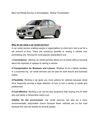 Best Car Rental Service in Ahmedabad - Akshar Purushottam