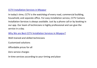 CCTV Installation Services in Miyapur