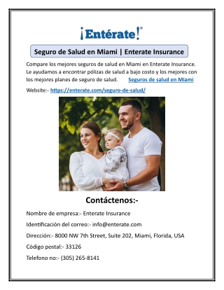 Seguro de Salud en Miami | Enterate Insurance