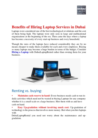 Benefits of Hiring Laptop Services in Dubai