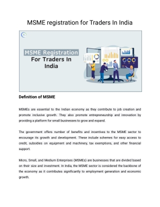 MSME registration for Traders In India