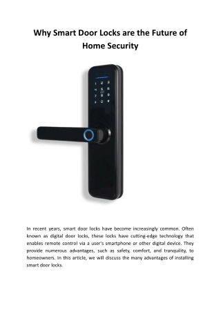 Why Smart Door Locks are the Future of Home Security