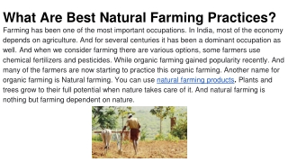 What Are Best Natural Farming Practices?