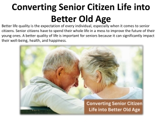 Providing Older Persons with Better Retirement Assistance.