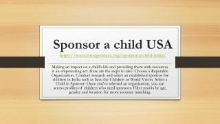 Sponsor a child USA