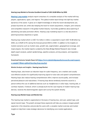 Hearing Loop Market to Perceive Excellent Growth of USD 18.88 Billion by 2030