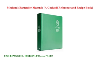 (*KINDLE)->DOWNLOAD Meehan's Bartender Manual: [A Cocktail Reference and Recipe