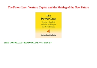 ((Read_[P.D.F])) The Power Law: Venture Capital and the Making of the New Future