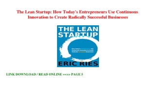 [DOWNLOAD] The Lean Startup: How Today's Entrepreneurs Use Continuous Innovation